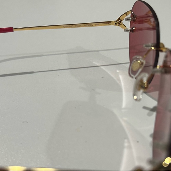 Cartier Geometric Frame Sunglasses Pink / Red BRAND NEW - Picture 10 of 11